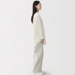 Tunique à col montant en popeline de coton biologique pour femme