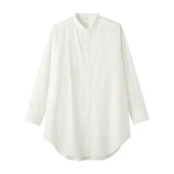 Tunique à col montant en popeline de coton biologique pour femme
