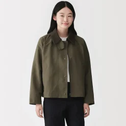 Veste à col montant en velours côtelé déperlant pour femme