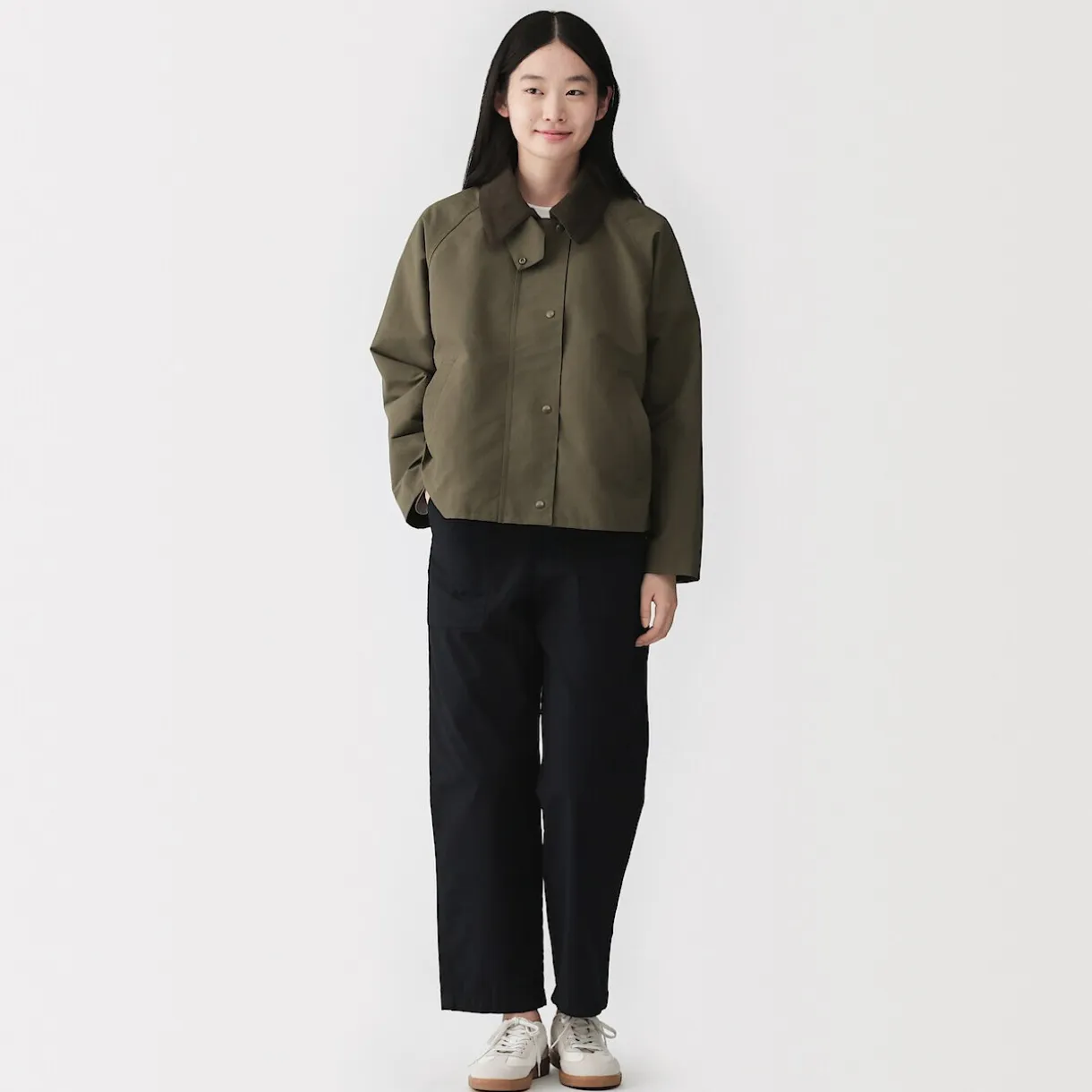 Veste à col montant en velours côtelé déperlant pour femme
