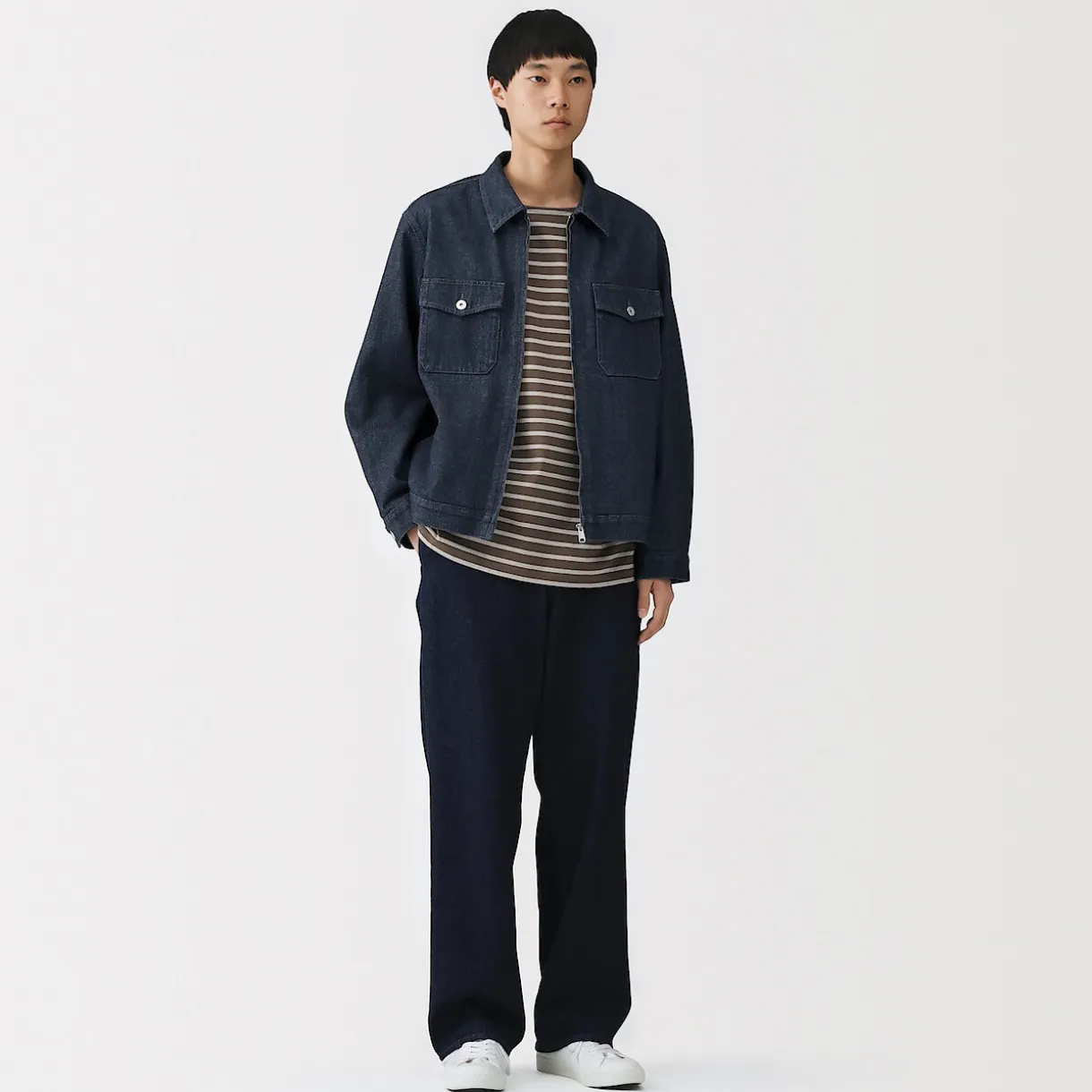 Veste à poches denim en kapok mélangé pour homme