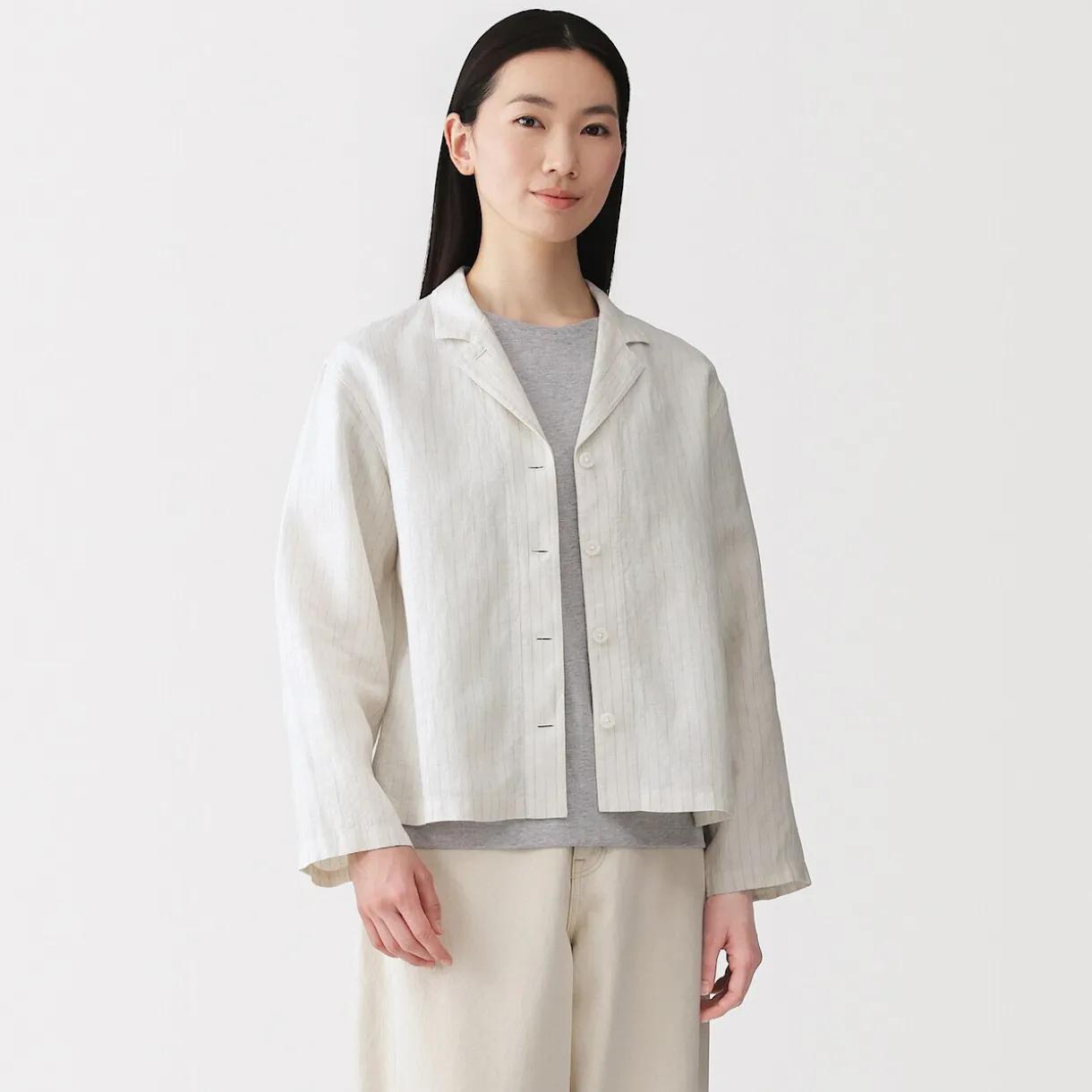 Veste chemise en lin lavé pour femme