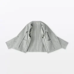 Veste courte à chevrons en mélange de lin pour femme