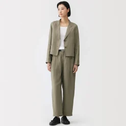 Veste courte en lin et lyocell pour femme