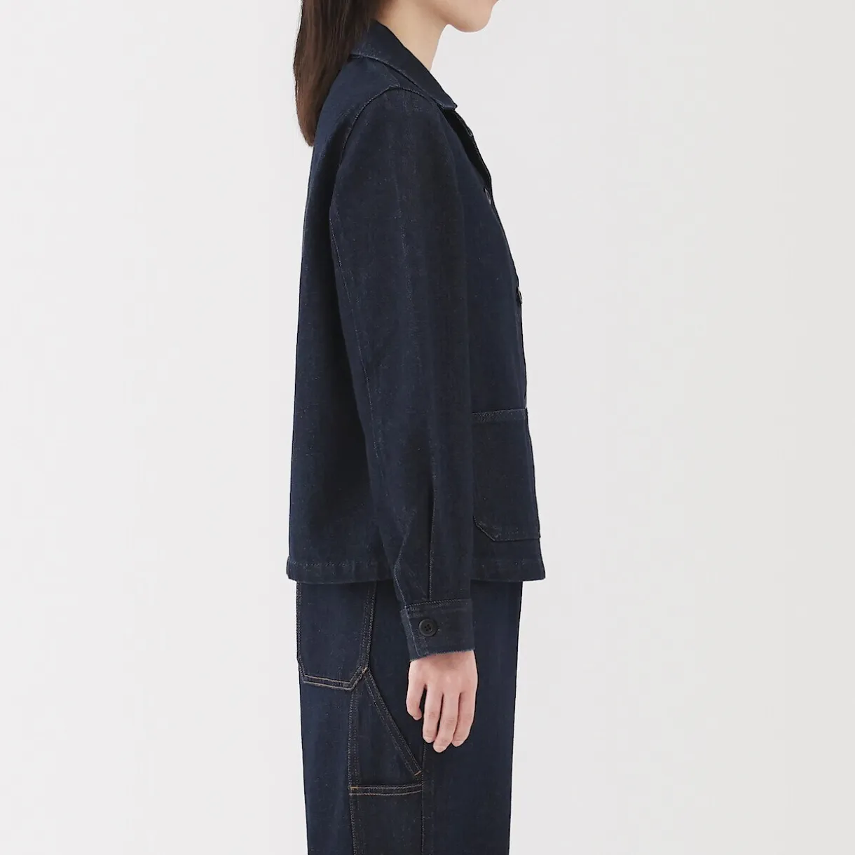 Veste de travail en denim mélangé kapok pour femme