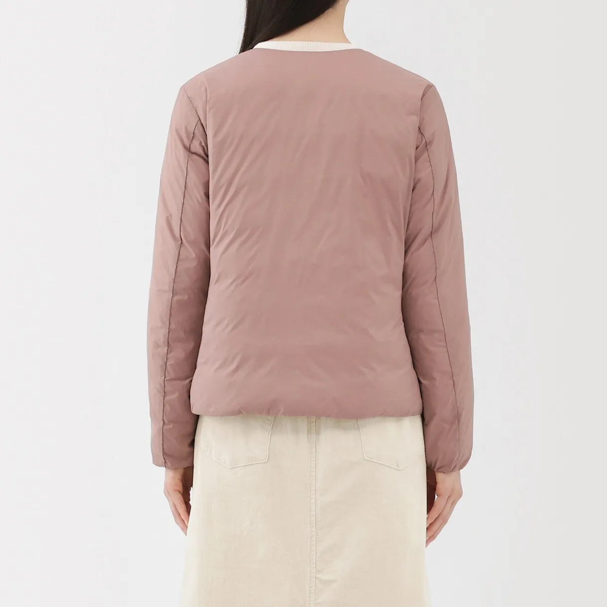 Veste légère pliable en nylon recyclé sans col pour femme