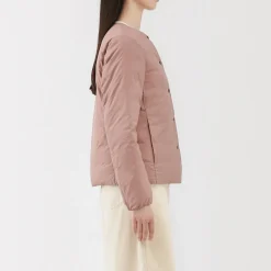 Veste légère pliable en nylon recyclé sans col pour femme