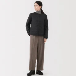 Veste légère pliable en nylon recyclé sans col pour femme