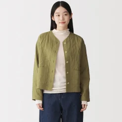 Veste matelassée en gaze double de kapok mélangé pour femme