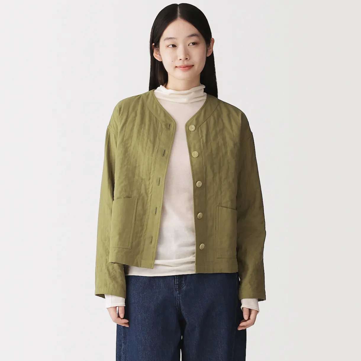 Veste matelassée en gaze double de kapok mélangé pour femme