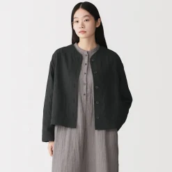 Veste matelassée en gaze double de kapok mélangé pour femme