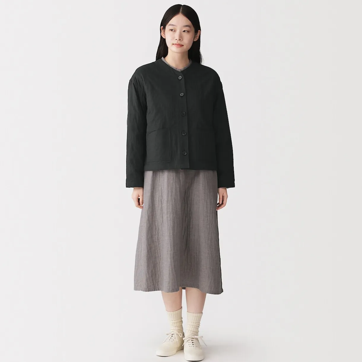 Veste matelassée en gaze double de kapok mélangé pour femme