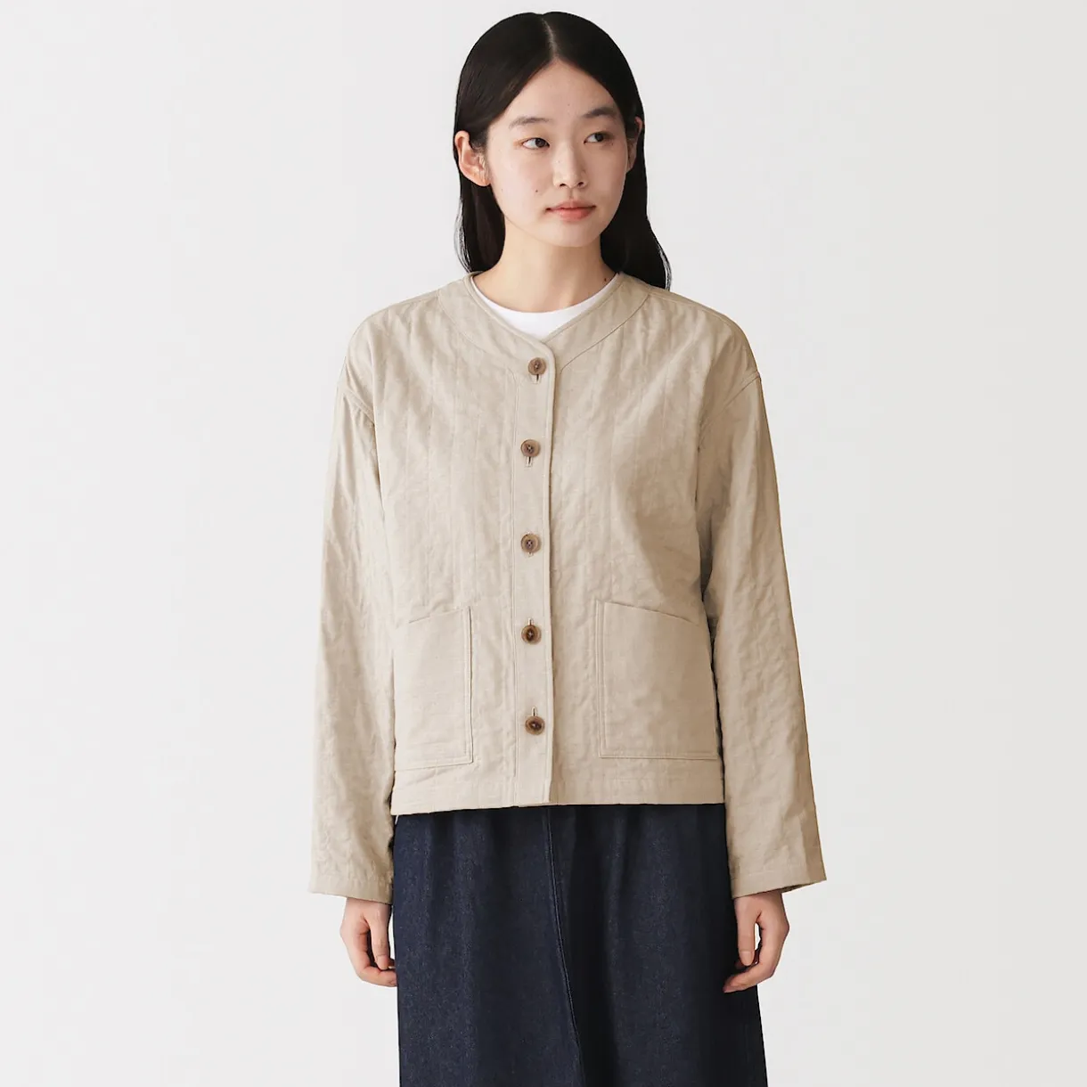 Veste matelassée en gaze double de kapok mélangé pour femme