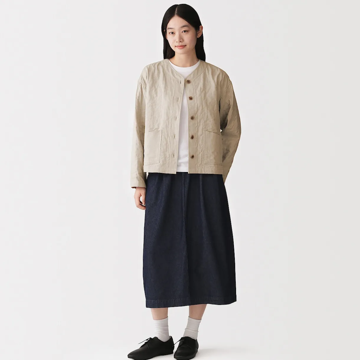 Veste matelassée en gaze double de kapok mélangé pour femme