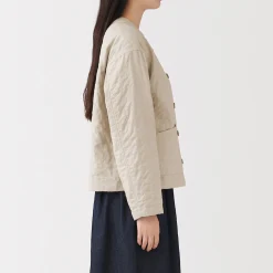 Veste matelassée en gaze double de kapok mélangé pour femme