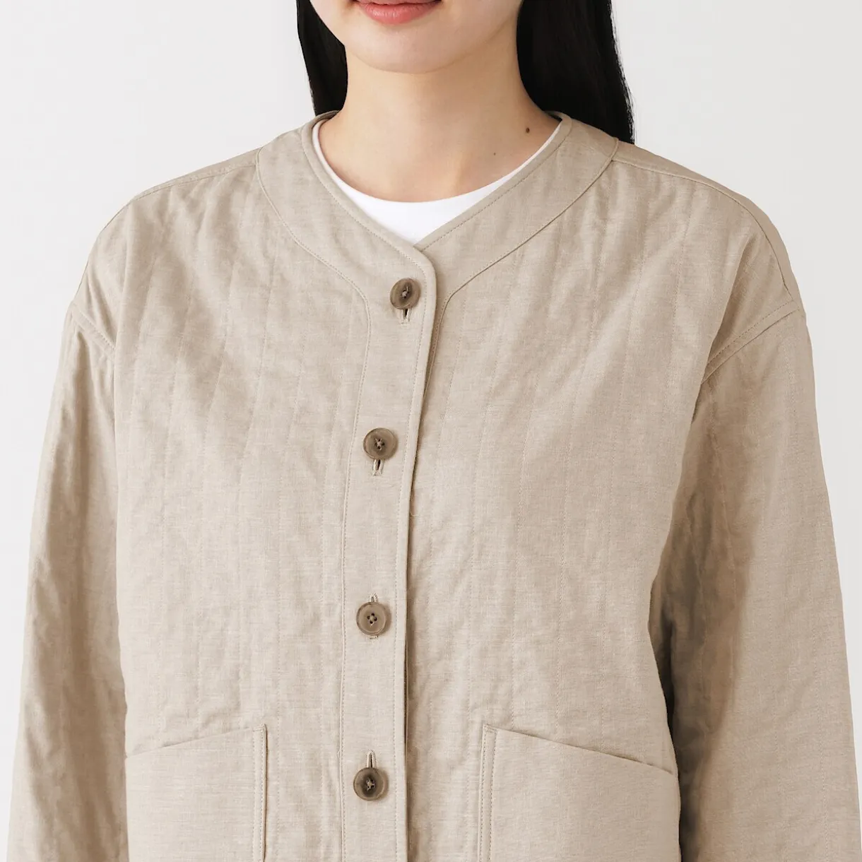 Veste matelassée en gaze double de kapok mélangé pour femme