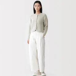 Veste tricotée bouclée en mélange de coton pour femme